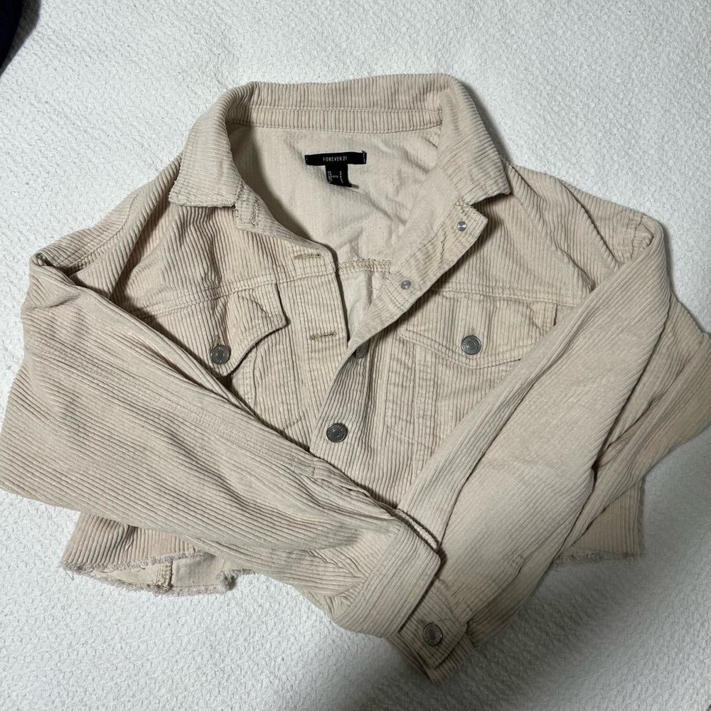 Beige Corduroy Cropped Jacket